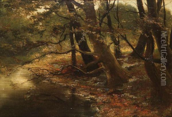 'le Ruisseau' Oil Painting - Leon Meuter De Brunin