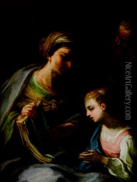 The Education Of The Virgin Oil Painting - Sebastiano Conca