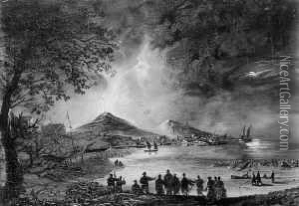 Der Ausbruch Des Vesuv Oil Painting - William II Sadler
