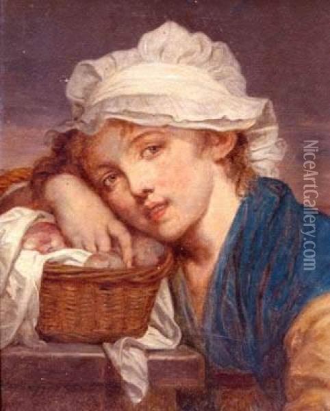 Untitled Oil Painting - Jean Baptiste Greuze