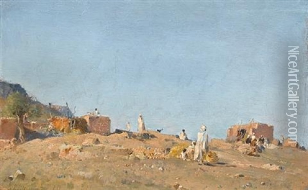 A Berber Village, Algeria Oil Painting - Gustave Achille Guillaumet