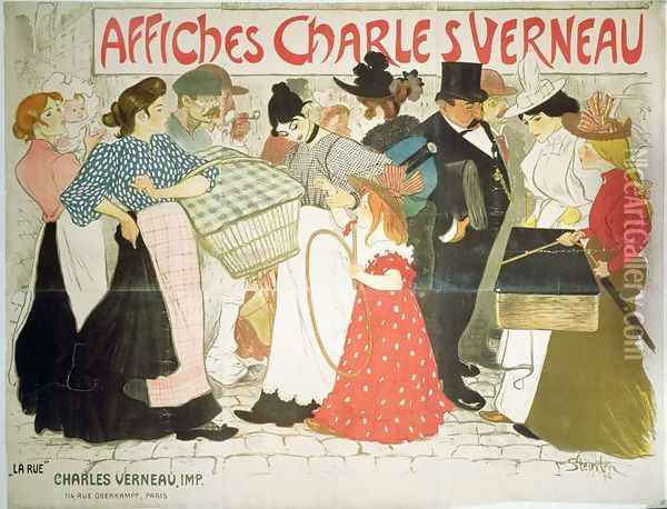 The Street, poster for the printer Charles Verneau, 1896 Oil Painting - Theophile Alexandre Steinlen