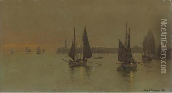 Out With The Ebbing Tide Oil Painting - Arthur E. Grimshaw