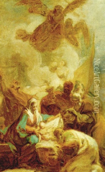 La Adoracion De Los Reyes Oil Painting - Jean Baptiste Henri Deshays