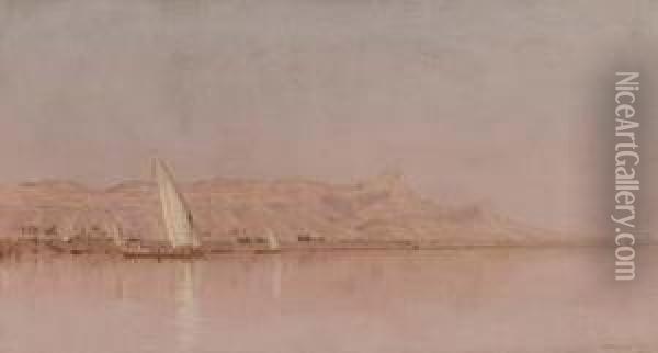 On The Nile, Gebel Shekh Hereedee Oil Painting - Sanford Robinson Gifford