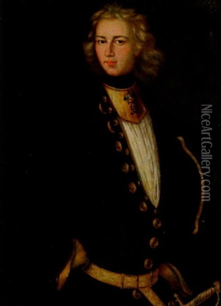 Portratt Av En Av Karl Xii:s Drabanter Oil Painting - Johann David Swartz