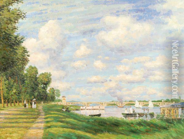 On The Seine Oil Painting - Claude Oscar Monet