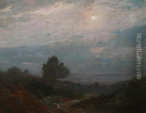 Moonlit Nocturne Above Hudson Oil Painting - Bayard Henry Tyler
