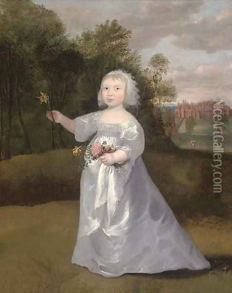 Portrait of a young girl Oil Painting - English Provincial School