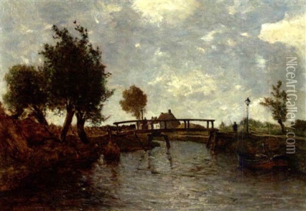 A Bridge Near Kortenhoef Oil Painting - Paul Joseph Constantin Gabriel