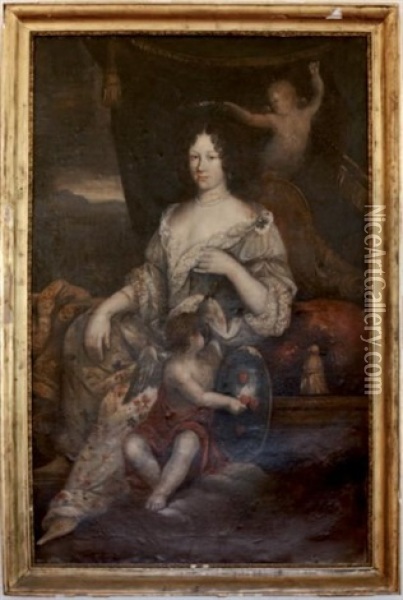 Portrait De Femme, Allegorie De L'amour Oil Painting - Gabriel Revel
