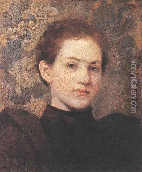 Portrait of Kriesch Laura 1894 Oil Painting - Aladar Korosfoi-Kriesch