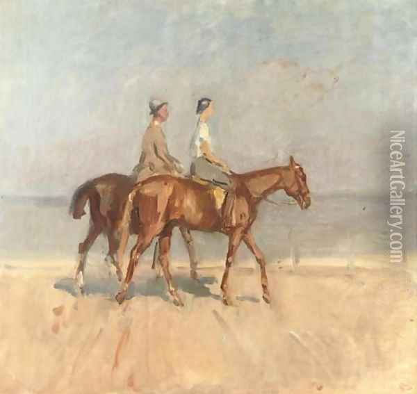 An afternoon ride on Scheveningen beach Oil Painting - Isaac Israels