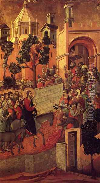 Maesta (Detail From The Maesta Alterpiece) (or Entry Into Jerusalem) Oil Painting - Duccio Di Buoninsegna