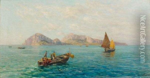 Pecheurs A Capri Oil Painting - Bernard Hay