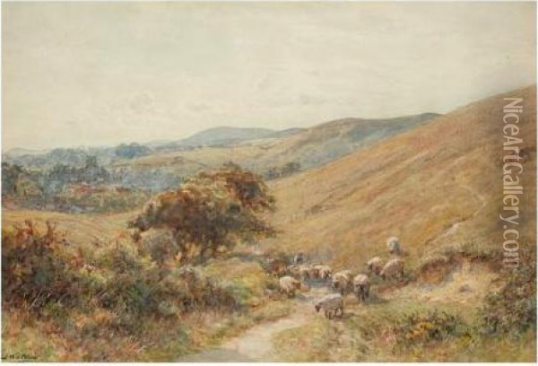 Dorsetshire Downs, Near Corfe Castle Oil Painting - Ernest Albert Waterlow