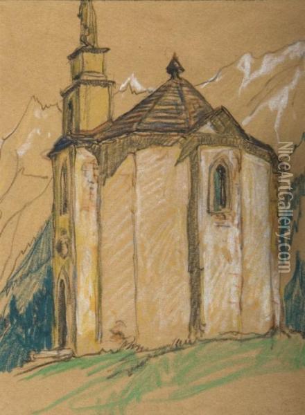 Eglise, Haute Savoie. Oil Painting - Clarence Alphonse Gagnon
