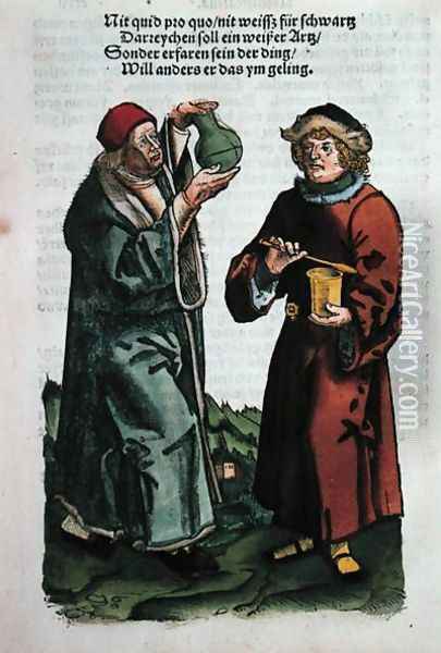 St. Damian and St. Cosmas, illustration from the Feldtbuch der Wundartzney by Hans von Gersdorff, c.1540 Oil Painting - Hans or Johannes Ulrich Wechtlin