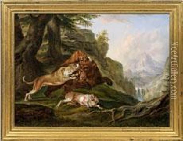 Barenhatz Im Gebirge Oil Painting - Thaddaus Millian