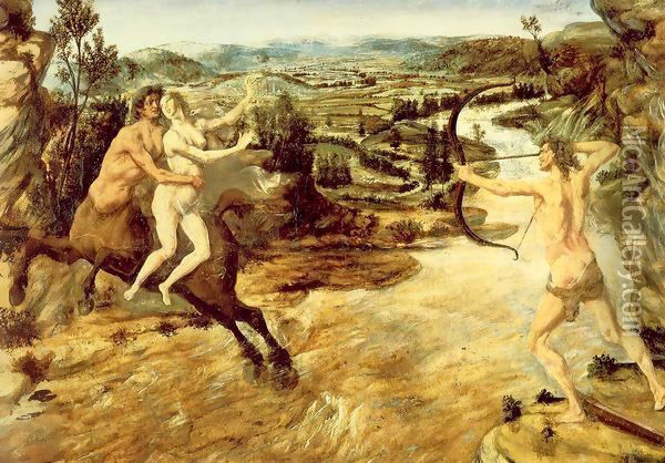 Hercules and Deianira Oil Painting - Antonio Del Pollaiuolo