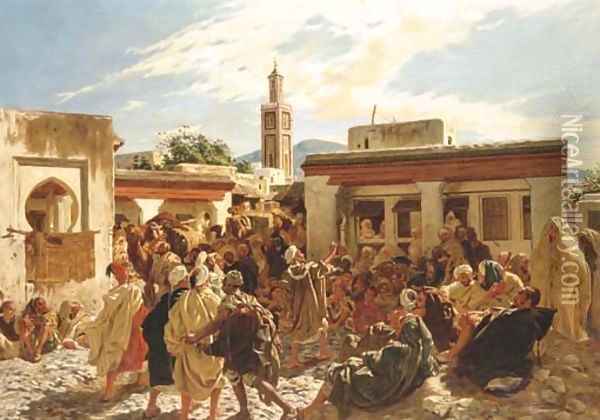 Le conteur Marocain Oil Painting - Alfred Dehodencq