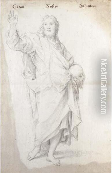 Christ Holding An Orb, His Right Arm Raised In Benediction Oil Painting - Carlo Maratta or Maratti
