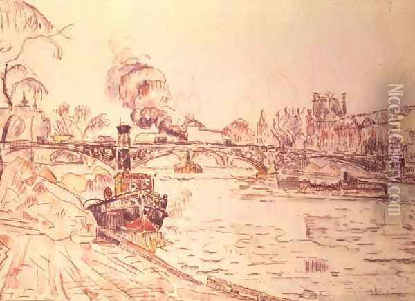 Paris with the Louvre and Pont des Arts, 1924 Oil Painting - Paul Signac