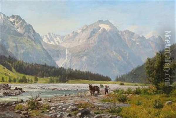 View From Val Bregaglia In Italy Oil Painting - August Fischer