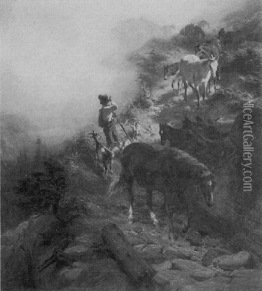 Returning From Pasture Oil Painting - Friedrich Wilhelm Pfeiffer