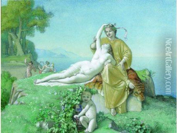 Le Triomphe De Bacchus Et D'ariane Oil Painting - Louis Matout
