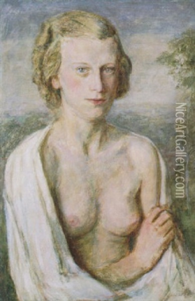 Weiblicher Halbakt Oil Painting - Edoardo Berta