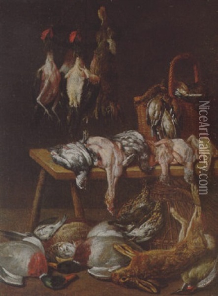 A Larder Still Life With Game Oil Painting - Matheus van Helmont