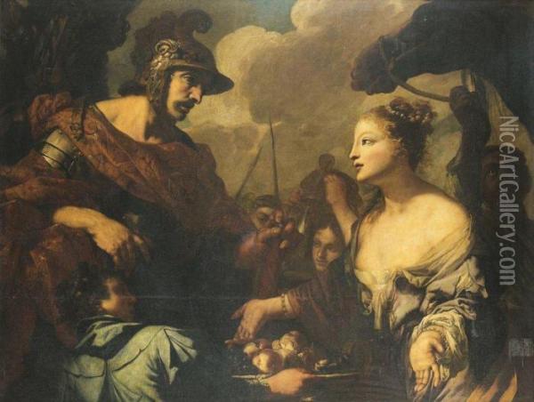 David Et Abigail Oil Painting - Francesco Ruschi