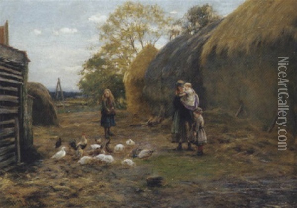 Feeding The Fowl Oil Painting - William Darling McKay