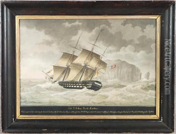 The U.s. Ship North Carolina Oil Painting - Nicholas Cammillieri