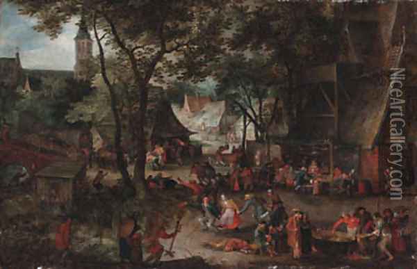 A village wedding, with peasants merrymaking Oil Painting - David Vinckboons