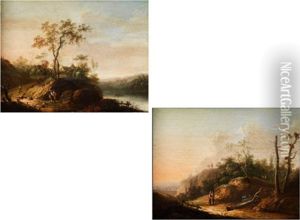 Landschaften Mit Figurenstaffage Oil Painting - Philipp Hieronymus Brinckmann