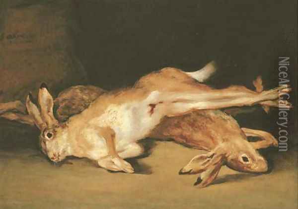 A Still life of dead hares Oil Painting - Francisco De Goya y Lucientes