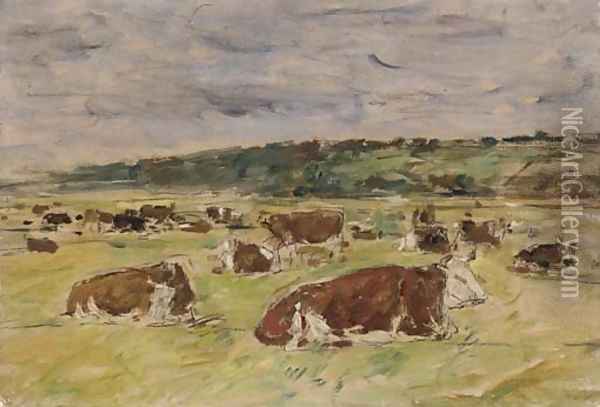 Vaches au paturage 3 Oil Painting - Eugene Boudin