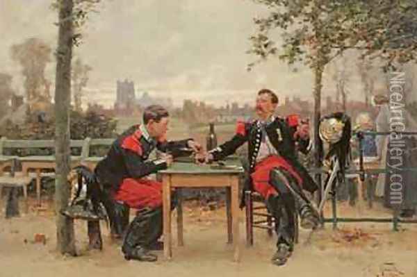 The Commanders Feast 1875 Oil Painting - Alphonse Marie de Neuville