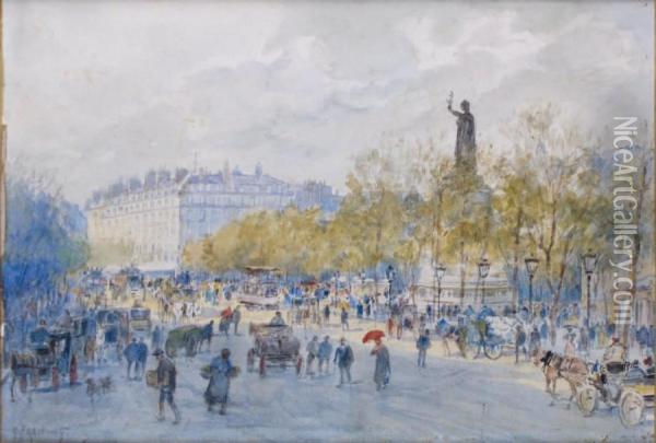Paris, La Place De La Republique Oil Painting - Georges Fraipont