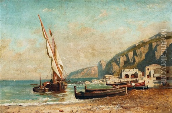 Porto Di Capri Oil Painting - Antonio Fontanesi