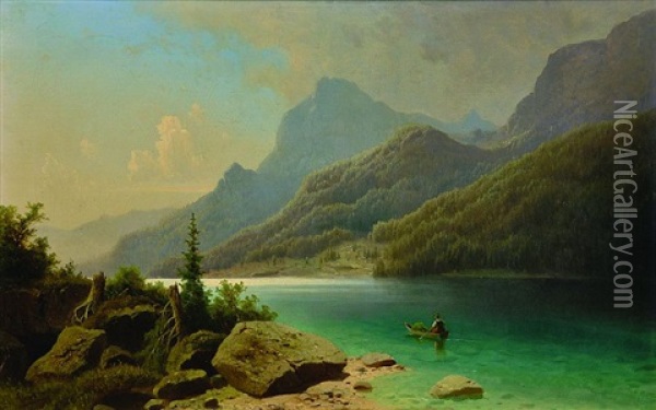Wooded Hillsides In Konigsee Oil Painting - Adolf Chwala