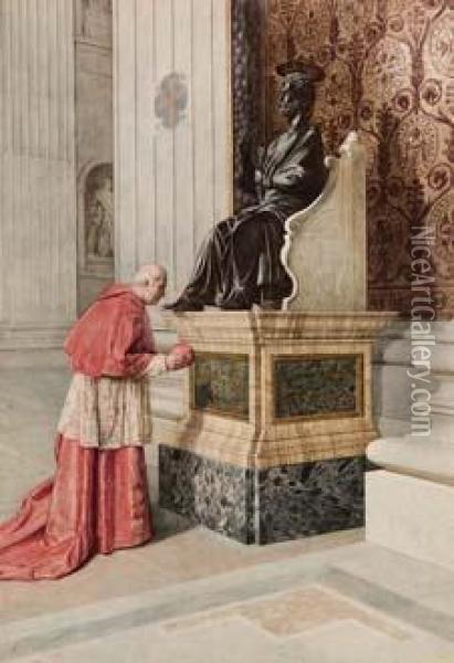 Cardinale Bacia Il Piede Del San Pietro Oil Painting - Enrico Tarenghi