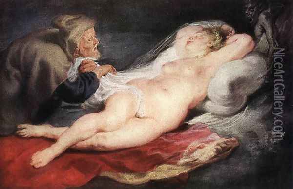 The Hermit and the Sleeping Angelica 1626-28 Oil Painting - Peter Paul Rubens