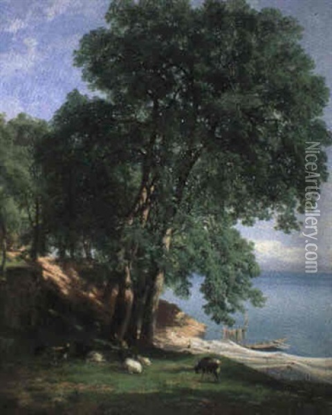 Uferlandschaft Oil Painting - Alexandre Calame