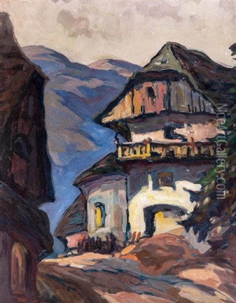 Bauernhof In Den Bergen Oil Painting - Oskar Mulley