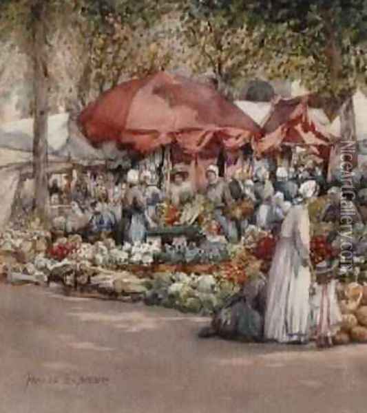 Market Day Northern France 1910 Oil Painting - Frances Nesbitt