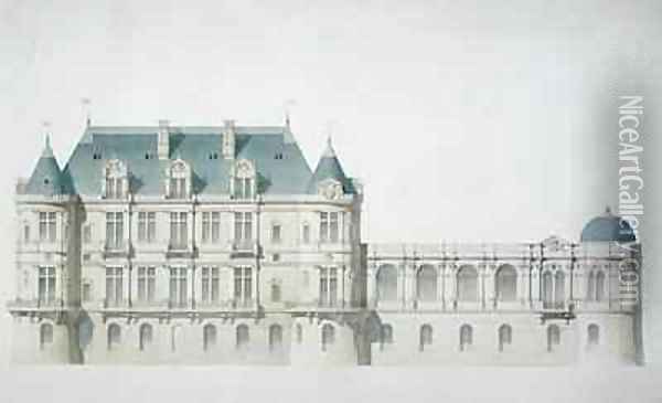 Design for the north facade of the Chateau de Chantilly Oil Painting - Felix Louis Jacques Duban