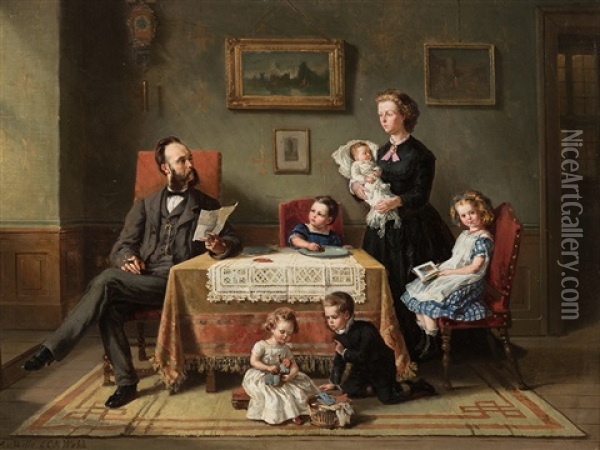 Family Portrait Oil Painting - Charles Meer Webb